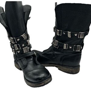 Steve Madden Bekket Moto Gothic Punk Moto Metal Buckle Studded
Leather Sz 71/2-8